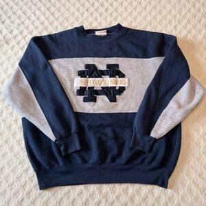 Vintage NOTRE DAME Crewneck Pullover - Embroidered - 1990s Midland Sport - XL